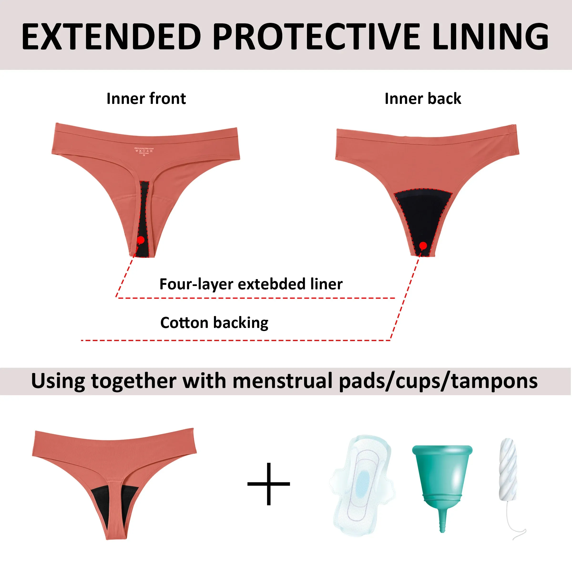 【1 ORDER 3 SIZES】Beautikini Thong Period Underwear