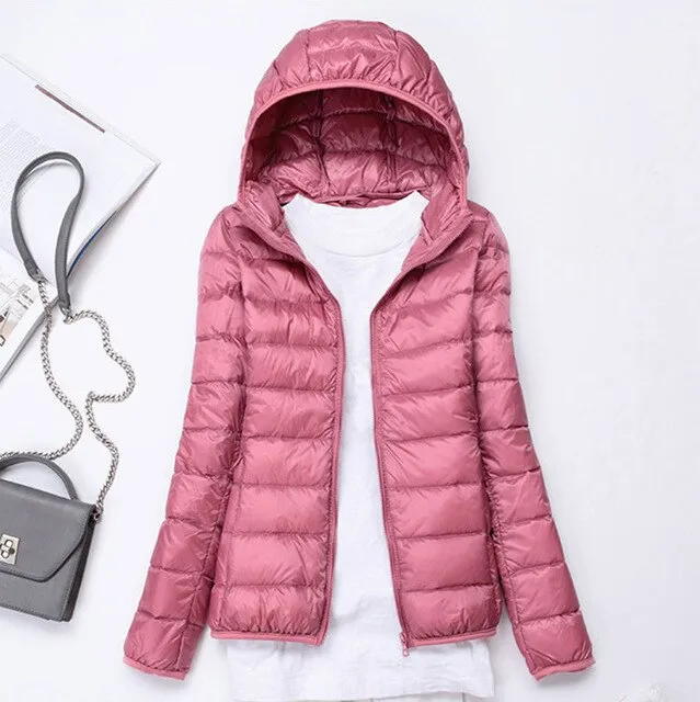 2019 New style Fashion Women 90% White duck down Jacket/Female High quality Super light thin hoodie Slim Down jacket Tops S-3XL