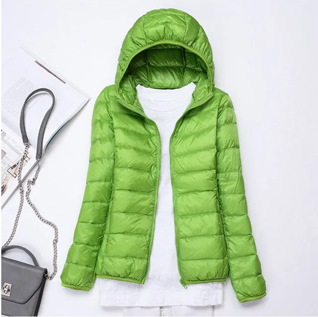 2019 New style Fashion Women 90% White duck down Jacket/Female High quality Super light thin hoodie Slim Down jacket Tops S-3XL