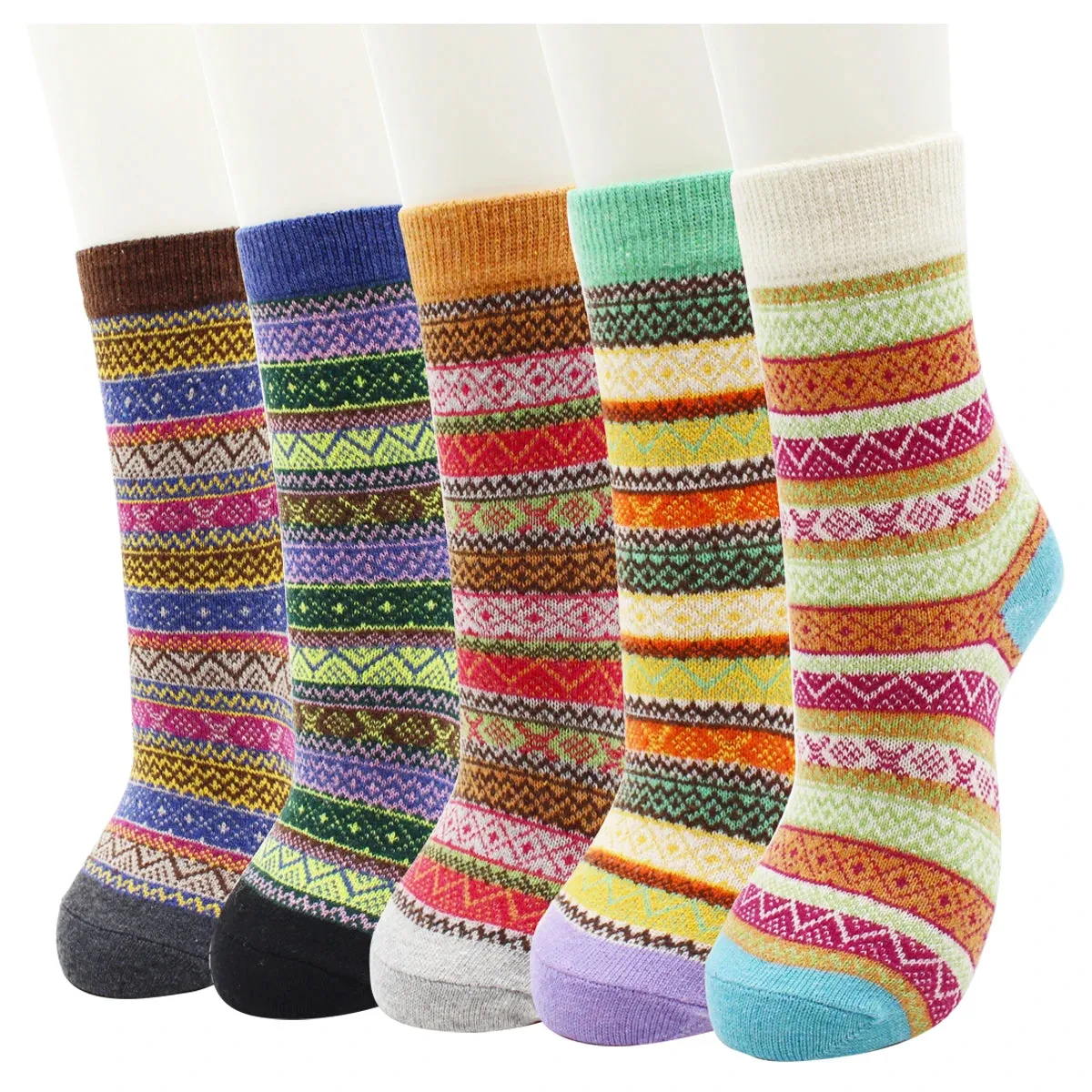 5 Pairs Autumn and Winter Fashion Thick Warm Thermal Cashmere Snow Women Rabbit Wool Socks