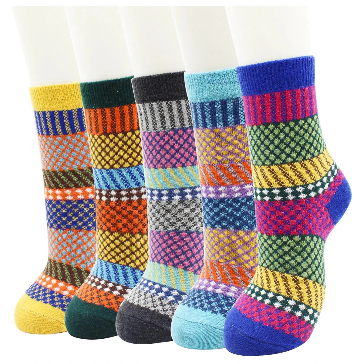 5 Pairs Autumn and Winter Fashion Thick Warm Thermal Cashmere Snow Women Rabbit Wool Socks