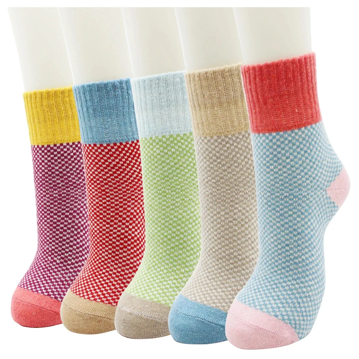 5 Pairs Autumn and Winter Fashion Thick Warm Thermal Cashmere Snow Women Rabbit Wool Socks