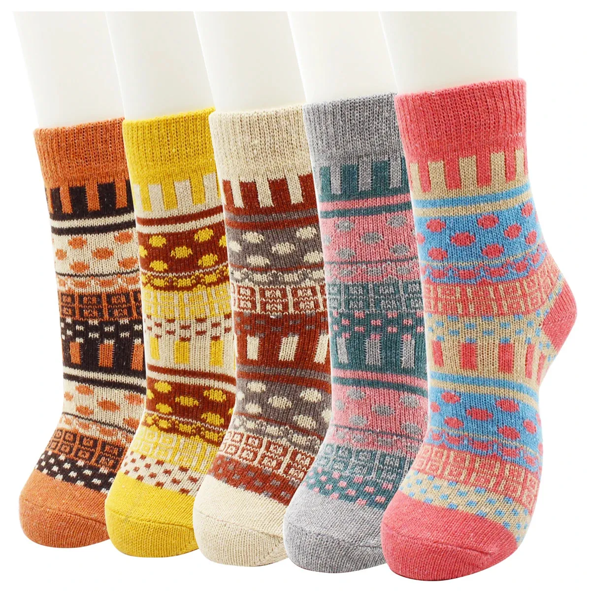 5 Pairs Autumn and Winter Fashion Thick Warm Thermal Cashmere Snow Women Rabbit Wool Socks