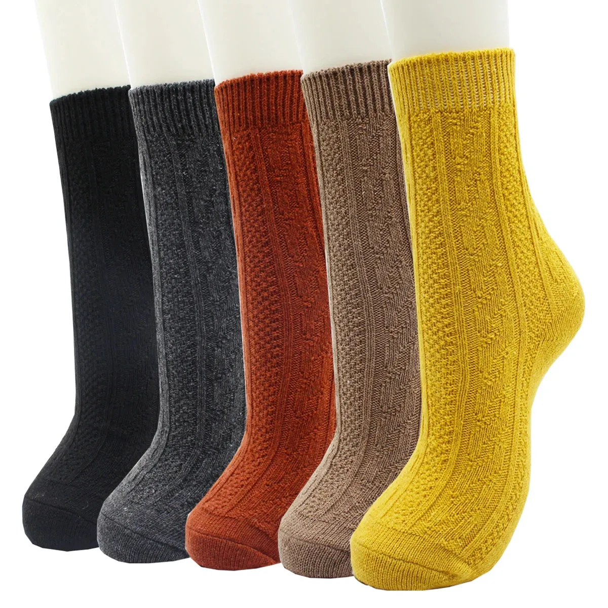 5 Pairs Autumn and Winter Fashion Thick Warm Thermal Cashmere Snow Women Rabbit Wool Socks