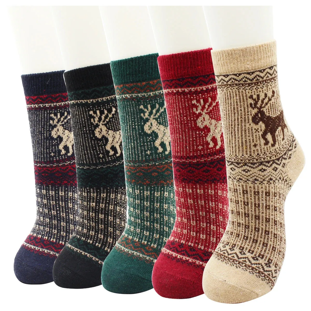 5 Pairs Autumn and Winter Fashion Thick Warm Thermal Cashmere Snow Women Rabbit Wool Socks