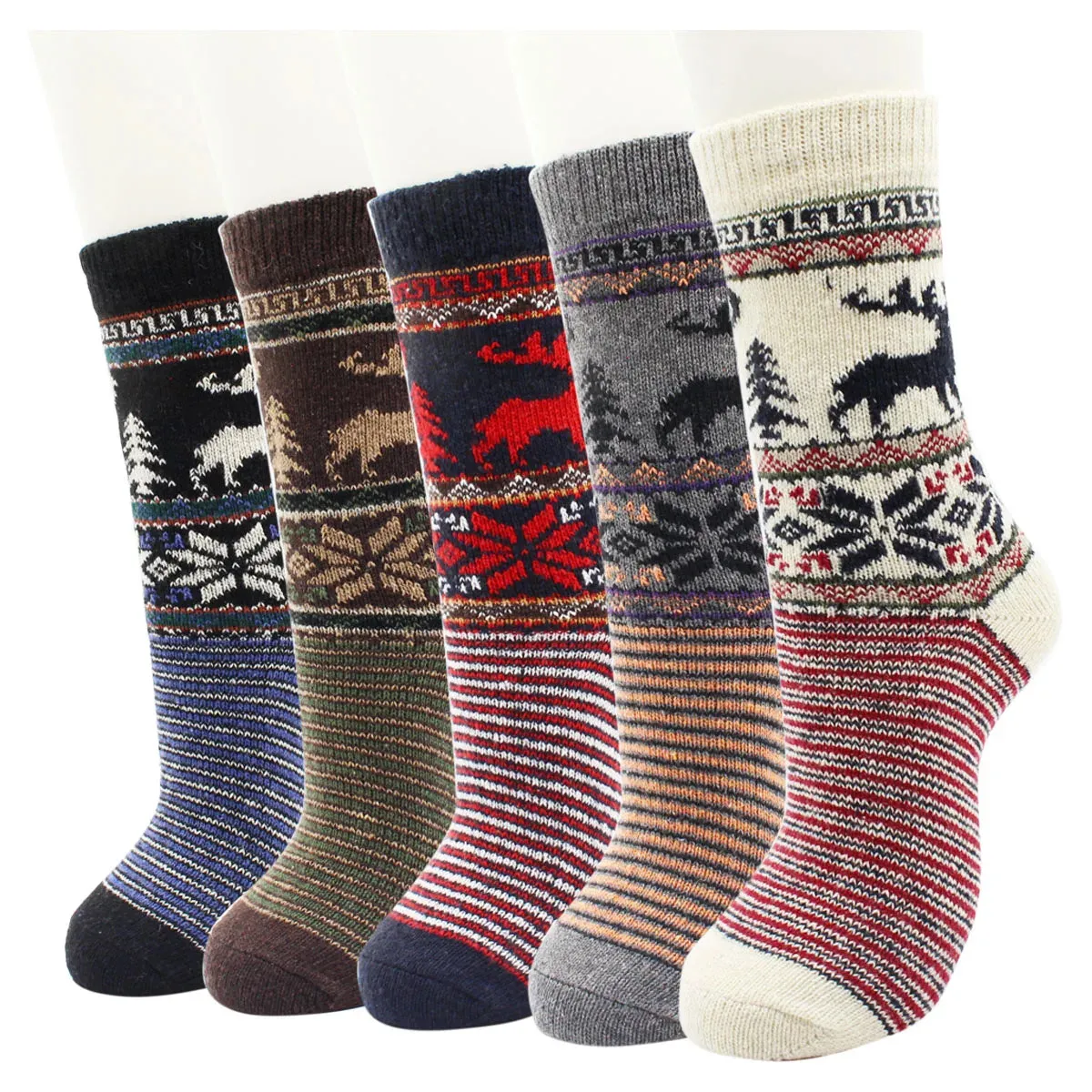5 Pairs Autumn and Winter Fashion Thick Warm Thermal Cashmere Snow Women Rabbit Wool Socks