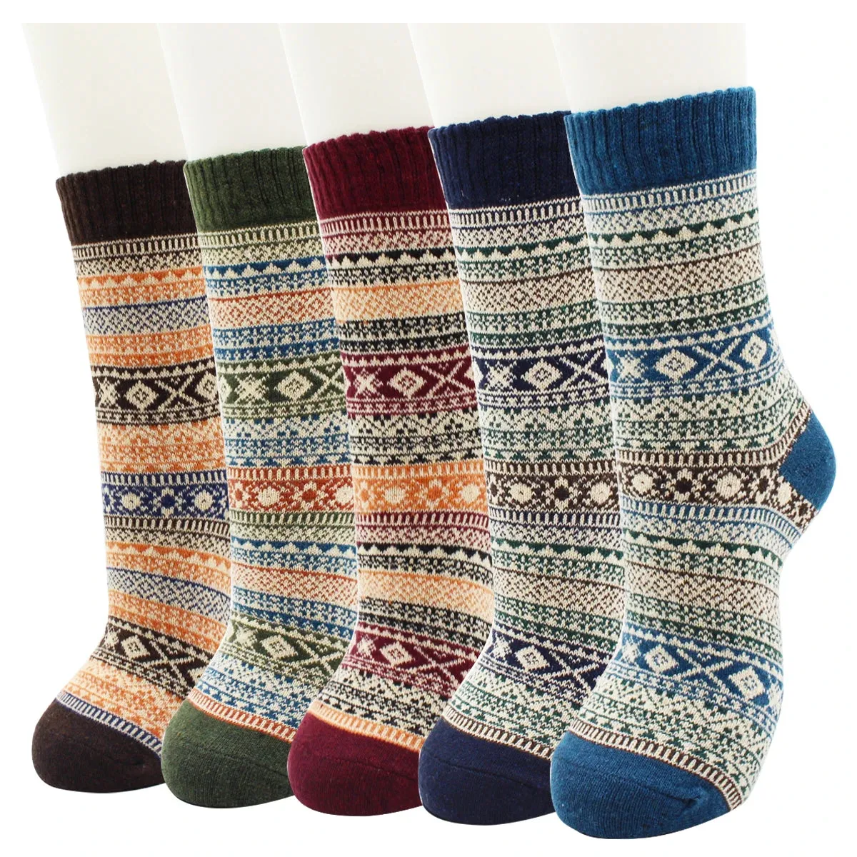 5 Pairs Autumn and Winter Fashion Thick Warm Thermal Cashmere Snow Women Rabbit Wool Socks