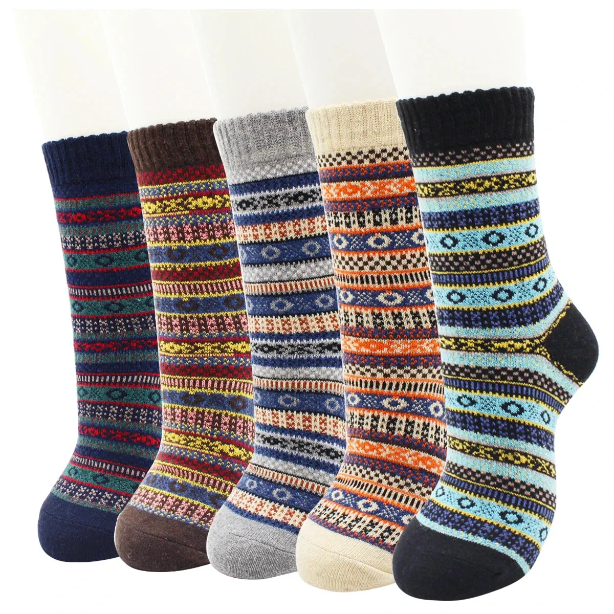 5 Pairs Autumn and Winter Fashion Thick Warm Thermal Cashmere Snow Women Rabbit Wool Socks