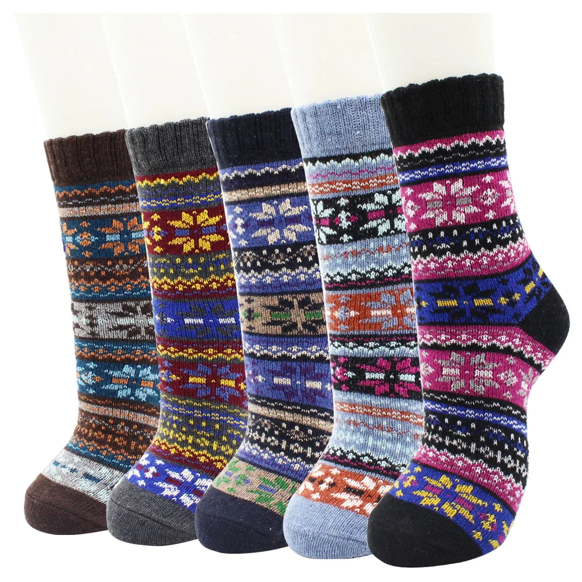 5 Pairs Autumn and Winter Fashion Thick Warm Thermal Cashmere Snow Women Rabbit Wool Socks