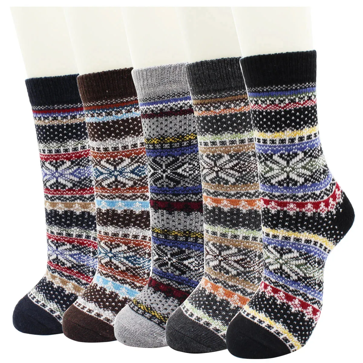 5 Pairs Autumn and Winter Fashion Thick Warm Thermal Cashmere Snow Women Rabbit Wool Socks