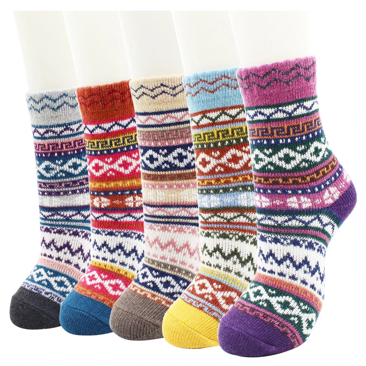 5 Pairs Autumn and Winter Fashion Thick Warm Thermal Cashmere Snow Women Rabbit Wool Socks