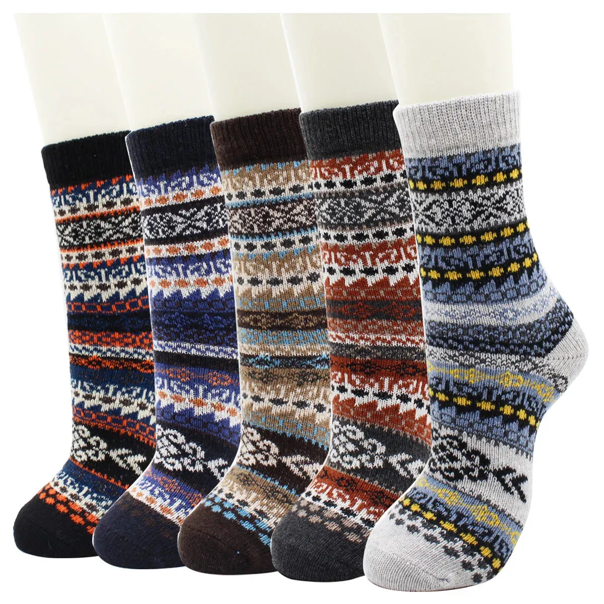 5 Pairs Autumn and Winter Fashion Thick Warm Thermal Cashmere Snow Women Rabbit Wool Socks