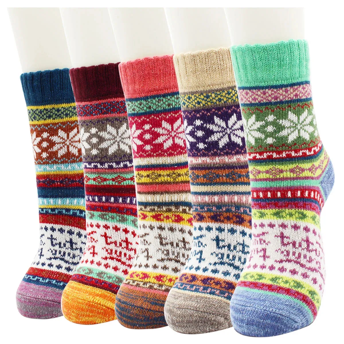5 Pairs Autumn and Winter Fashion Thick Warm Thermal Cashmere Snow Women Rabbit Wool Socks