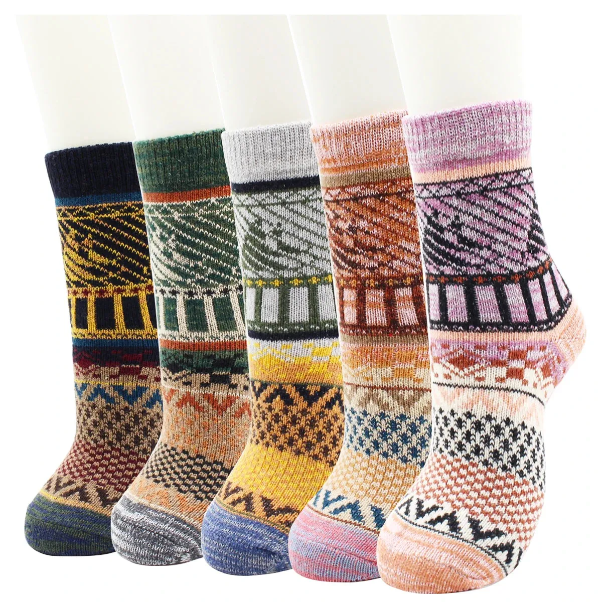 5 Pairs Autumn and Winter Fashion Thick Warm Thermal Cashmere Snow Women Rabbit Wool Socks