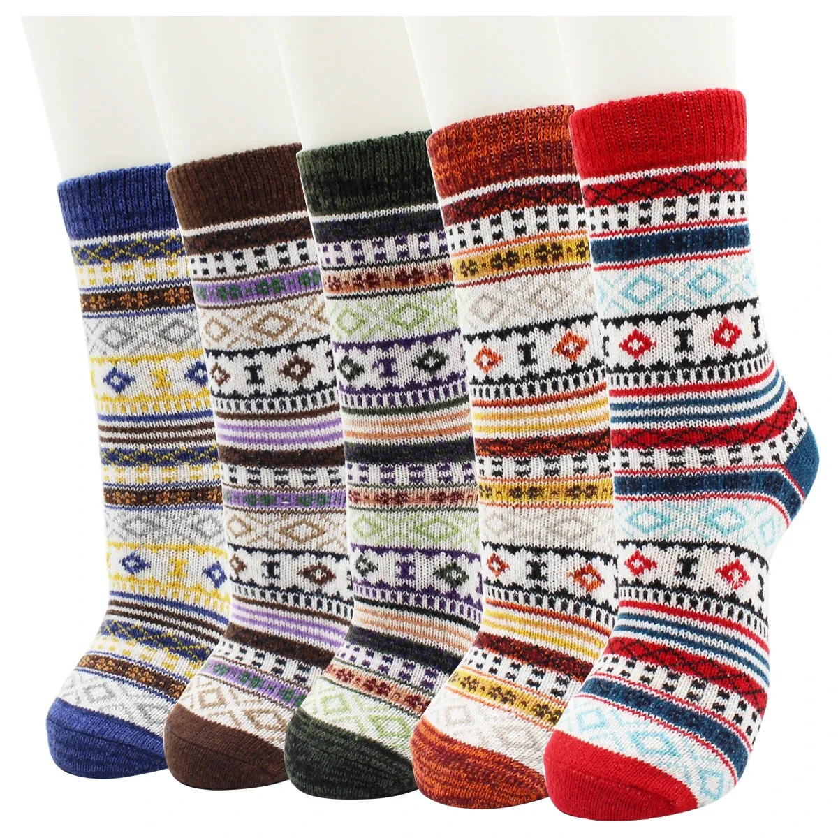 5 Pairs Autumn and Winter Fashion Thick Warm Thermal Cashmere Snow Women Rabbit Wool Socks