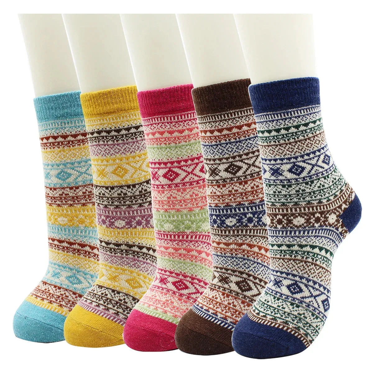 5 Pairs Autumn and Winter Fashion Thick Warm Thermal Cashmere Snow Women Rabbit Wool Socks