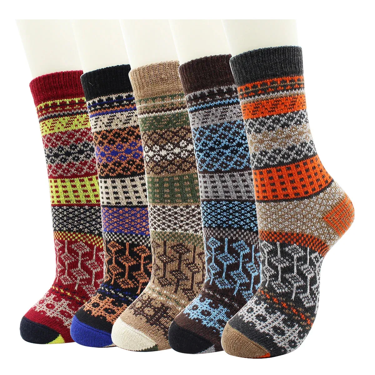 5 Pairs Autumn and Winter Fashion Thick Warm Thermal Cashmere Snow Women Rabbit Wool Socks