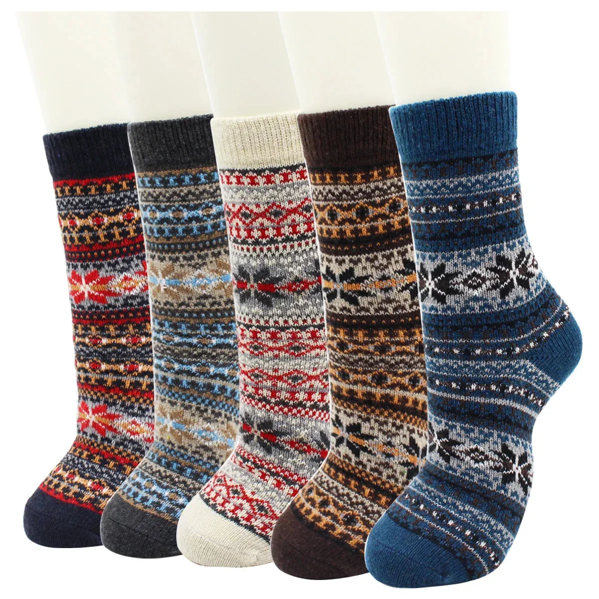 5 Pairs Autumn and Winter Fashion Thick Warm Thermal Cashmere Snow Women Rabbit Wool Socks
