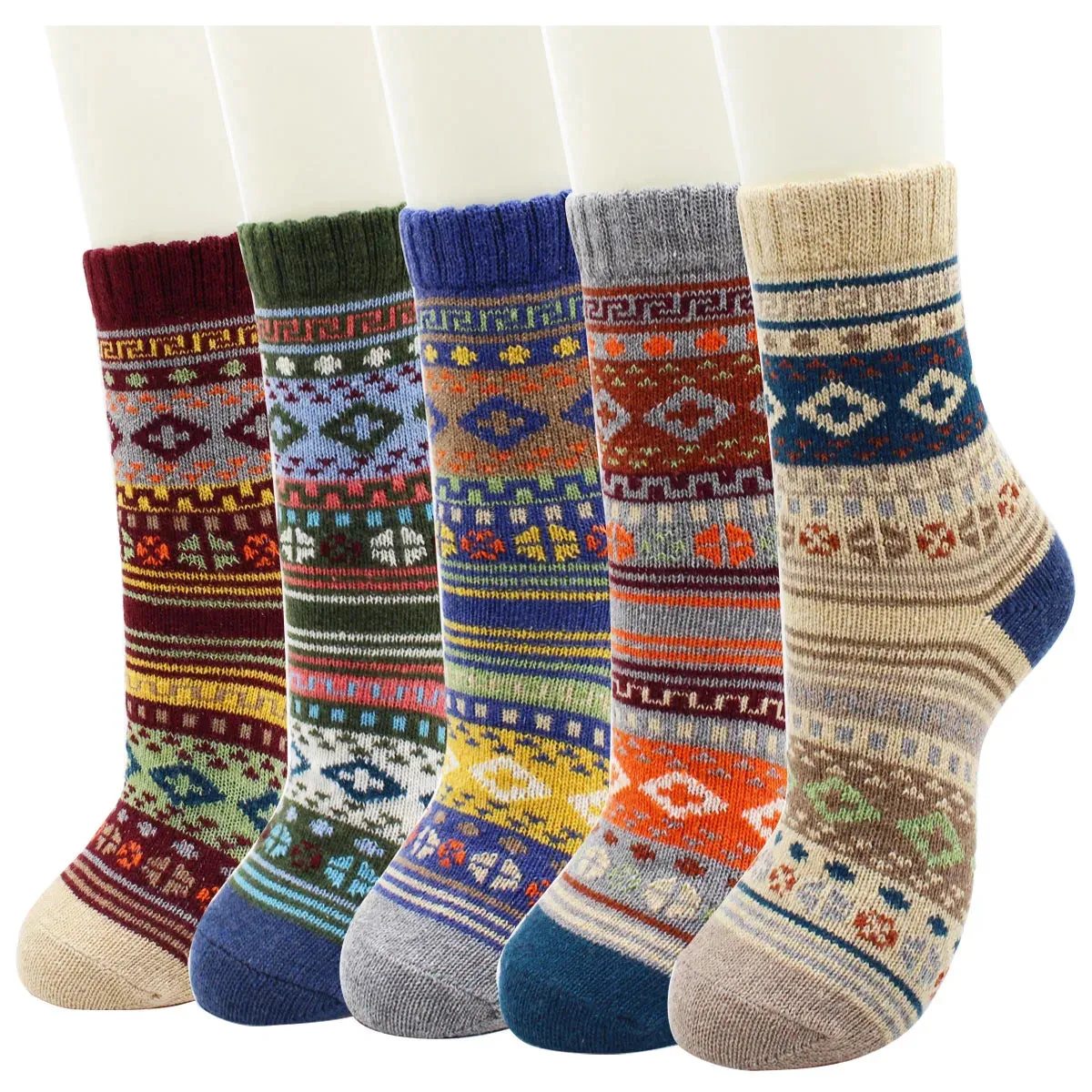 5 Pairs Autumn and Winter Fashion Thick Warm Thermal Cashmere Snow Women Rabbit Wool Socks