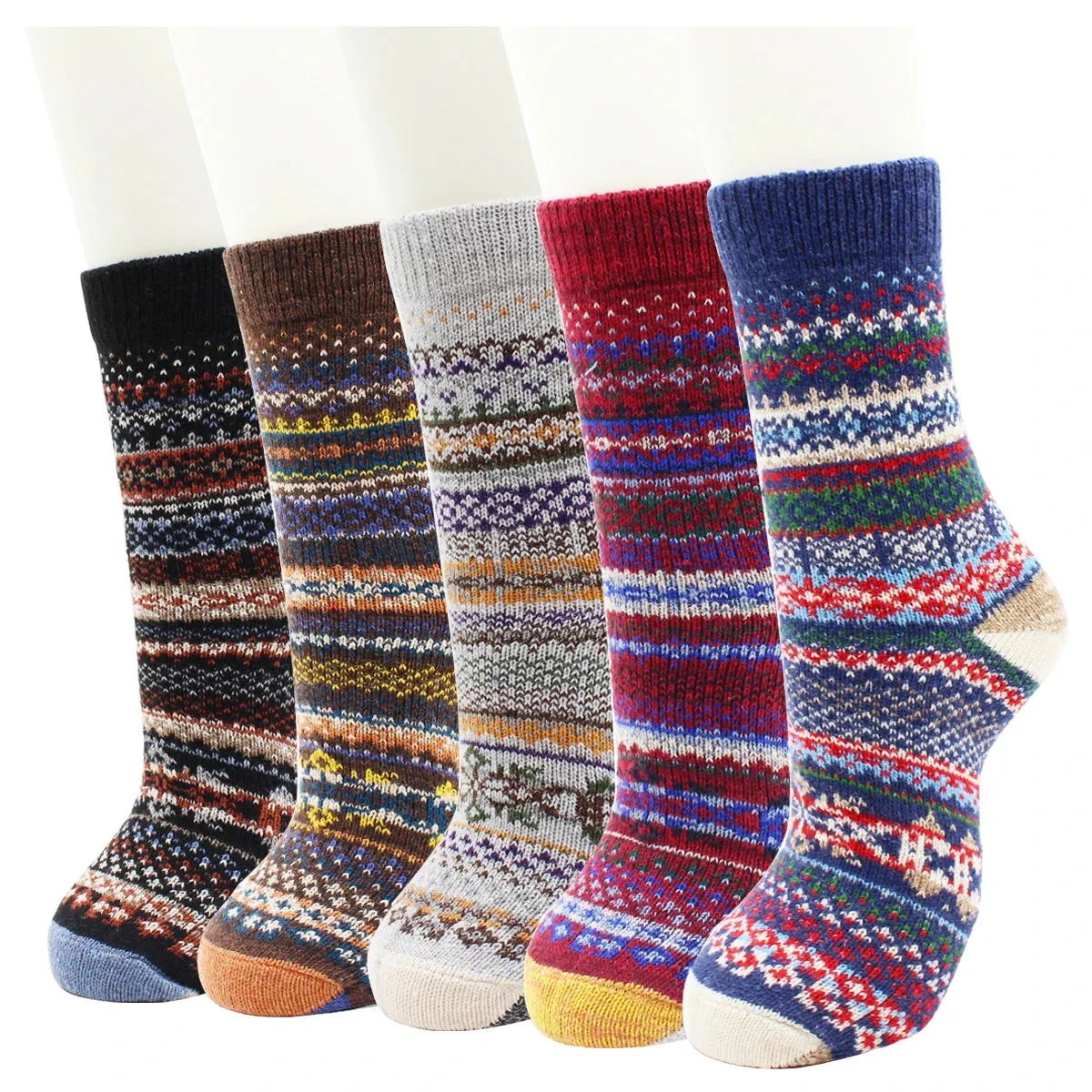 5 Pairs Autumn and Winter Fashion Thick Warm Thermal Cashmere Snow Women Rabbit Wool Socks