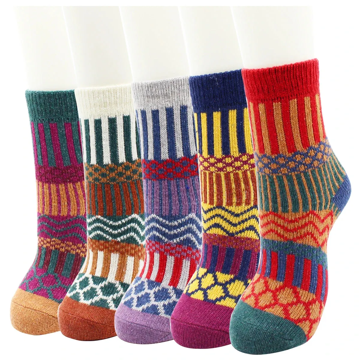 5 Pairs Autumn and Winter Fashion Thick Warm Thermal Cashmere Snow Women Rabbit Wool Socks