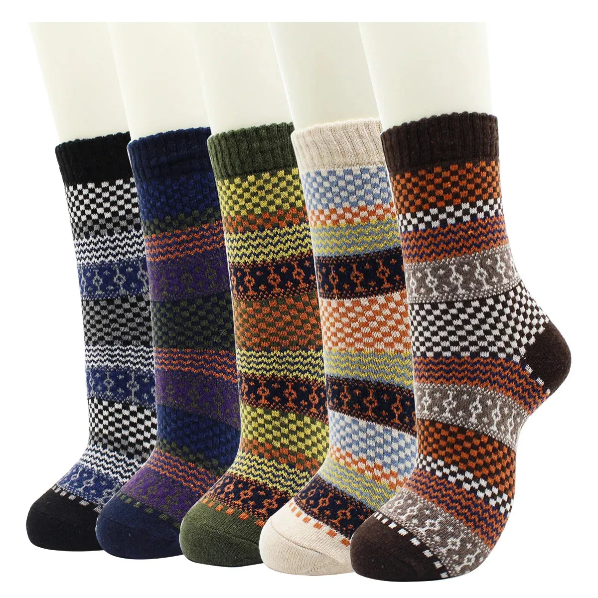 5 Pairs Autumn and Winter Fashion Thick Warm Thermal Cashmere Snow Women Rabbit Wool Socks