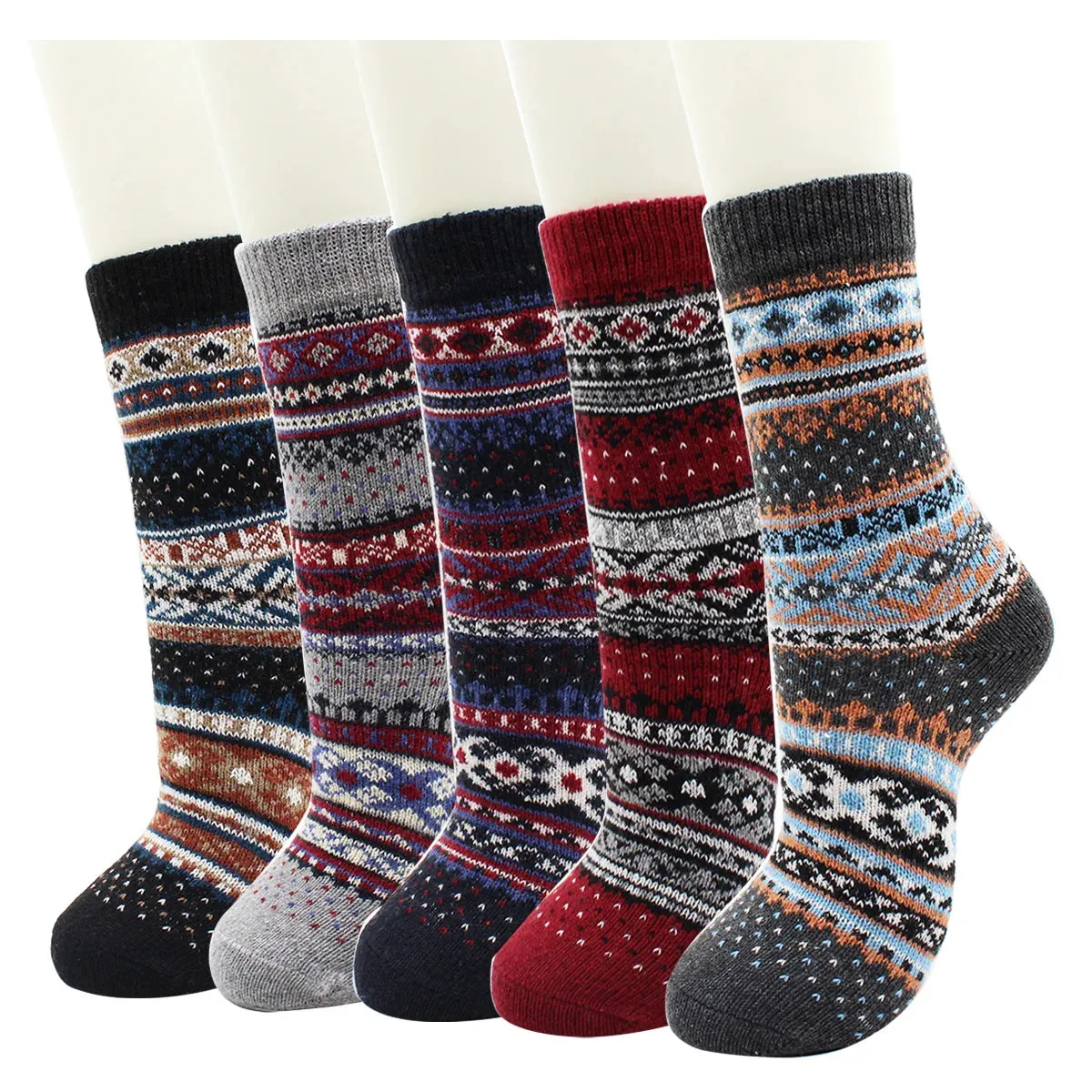 5 Pairs Autumn and Winter Fashion Thick Warm Thermal Cashmere Snow Women Rabbit Wool Socks