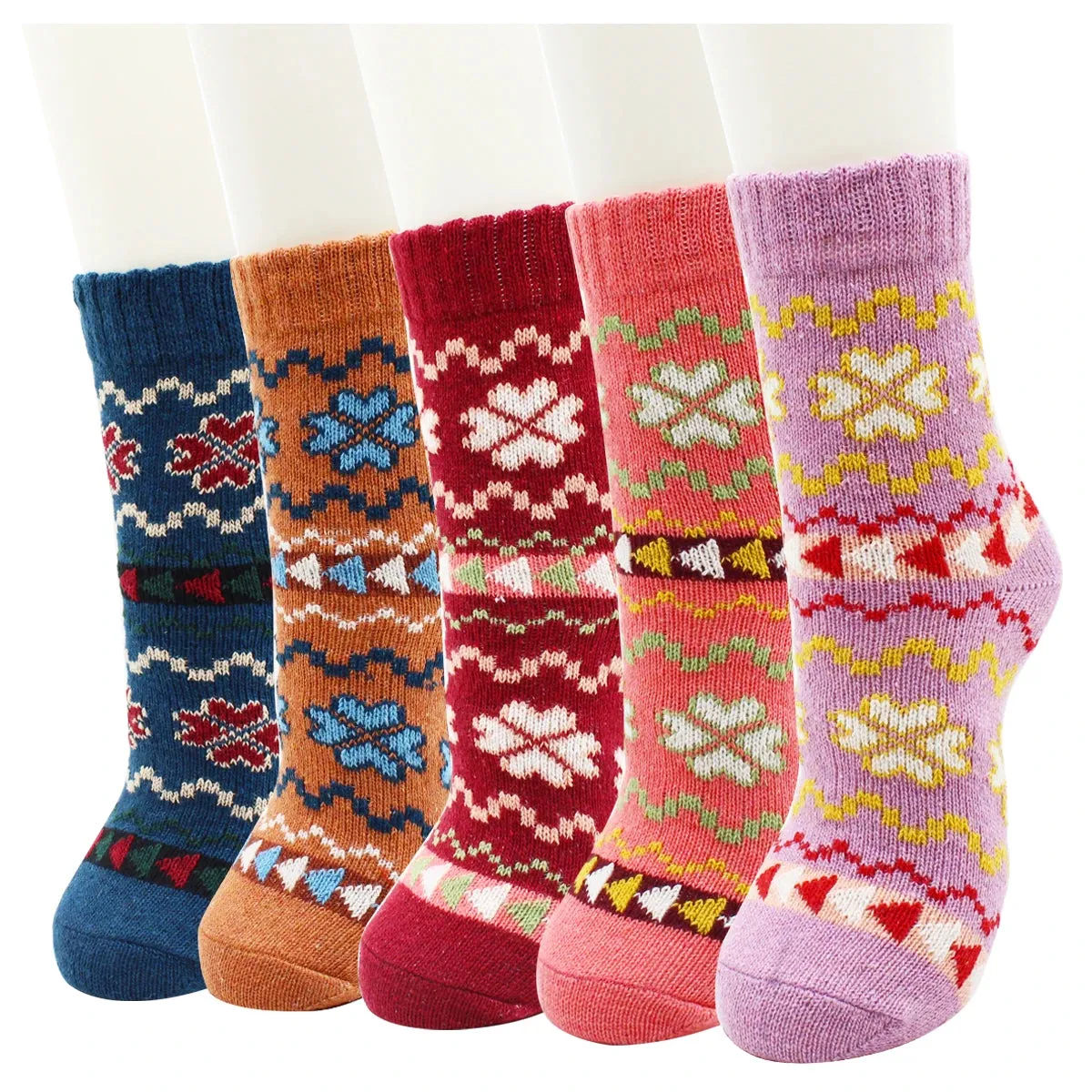 5 Pairs Autumn and Winter Fashion Thick Warm Thermal Cashmere Snow Women Rabbit Wool Socks