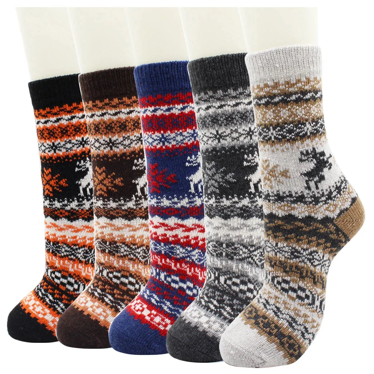 5 Pairs Autumn and Winter Fashion Thick Warm Thermal Cashmere Snow Women Rabbit Wool Socks