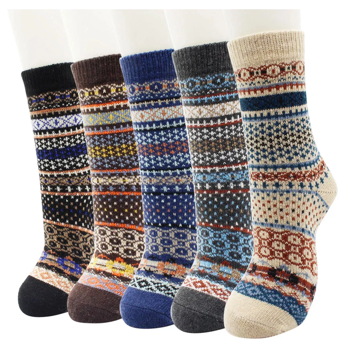 5 Pairs Autumn and Winter Fashion Thick Warm Thermal Cashmere Snow Women Rabbit Wool Socks