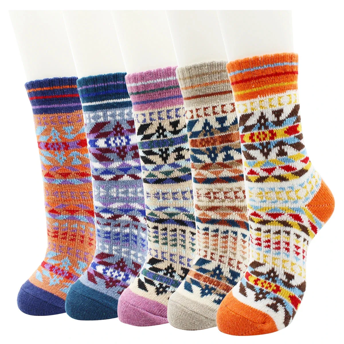 5 Pairs Autumn and Winter Fashion Thick Warm Thermal Cashmere Snow Women Rabbit Wool Socks