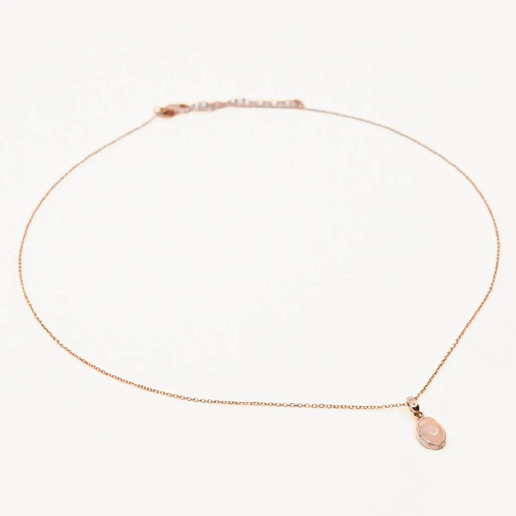 Ajei Rose Quartz Small Oval Pendant Necklace