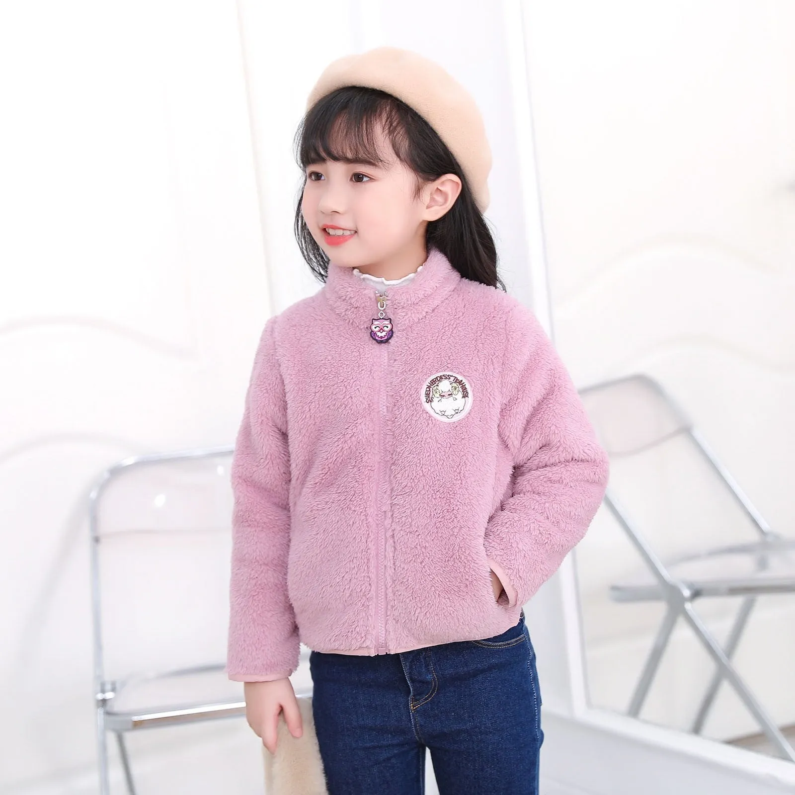 Augper Toddler Kids Baby Boys Girls Fashion Cute Solid Color Windproof Zipper Jacket Keep Warm Coat