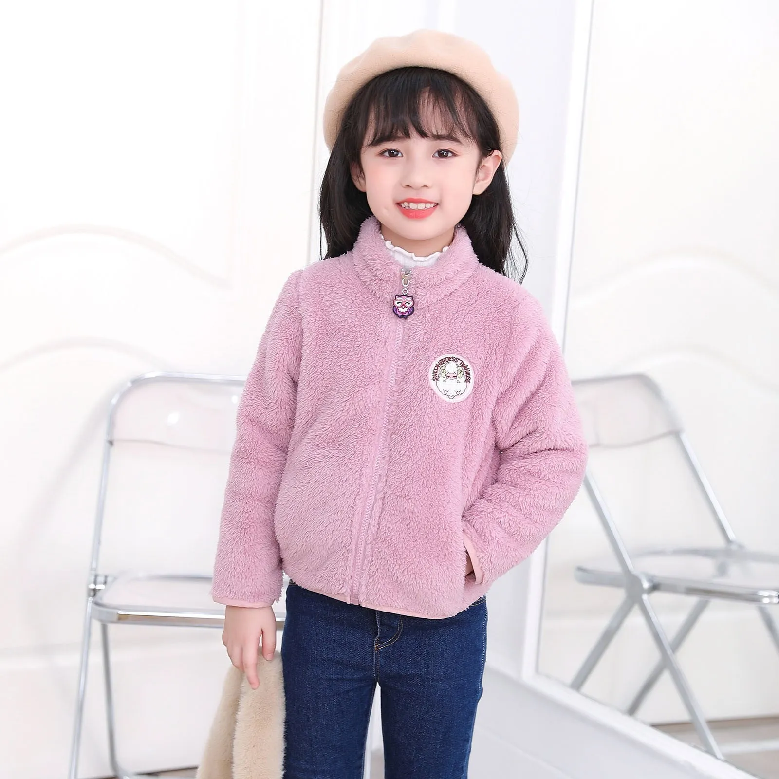 Augper Toddler Kids Baby Boys Girls Fashion Cute Solid Color Windproof Zipper Jacket Keep Warm Coat