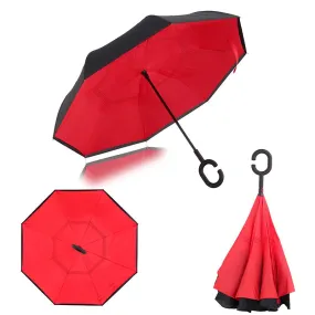 Ceiourich Popular Pure Color Double Layer Car Reverse Umbrellas With Pothook Windproof Fishing Shopping Umbrella-001