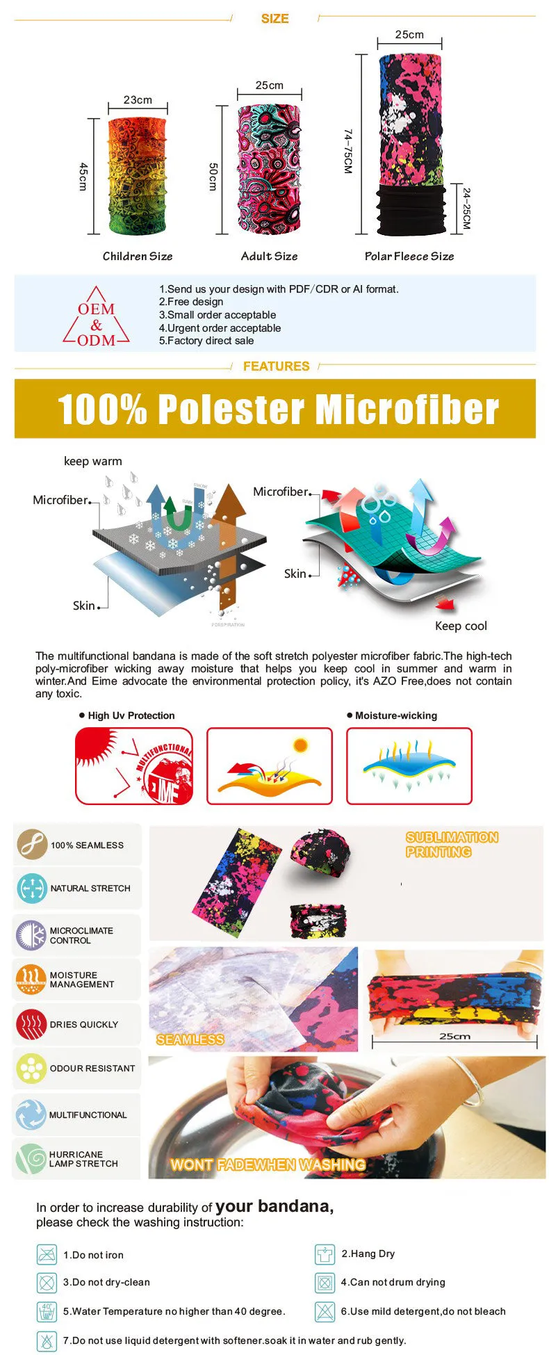 Customize Outdoor Sport Multipurpose Seamless Windproof Protection Tubular Headwear Head Wear