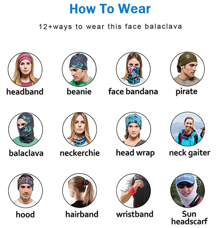 Customize Outdoor Sport Multipurpose Seamless Windproof Protection Tubular Headwear Head Wear