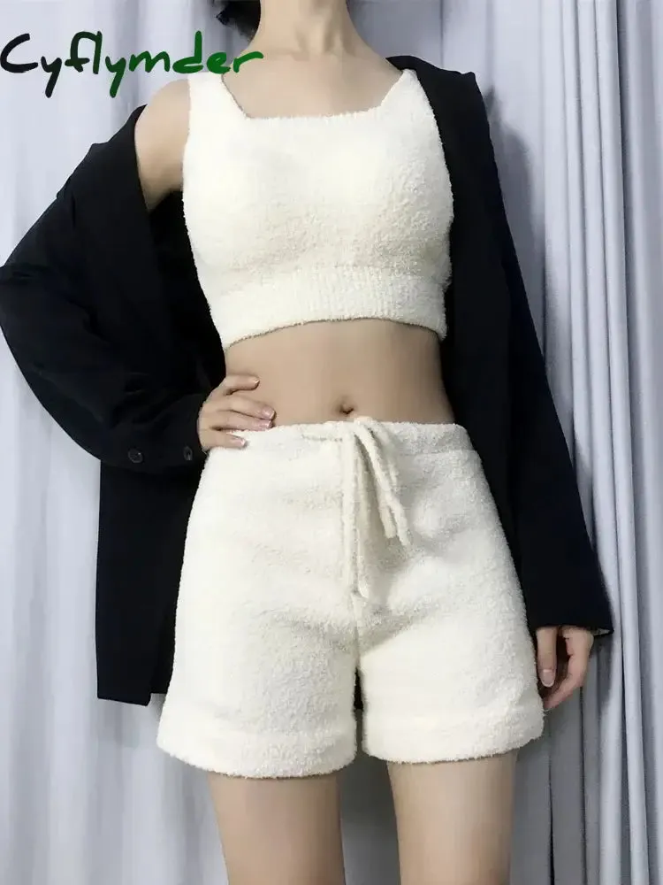 Cyflymder Women Undershirt Warm Vest with Bra Lambswool Thermal Underwear Bottoming Clothing Solid Color Slim Fashion Soft Autumn Winter