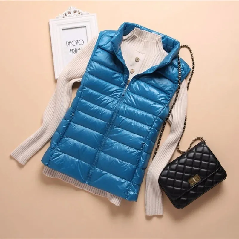 Down Lightweight White Duck Down Vest Slim Fit Jacket Women