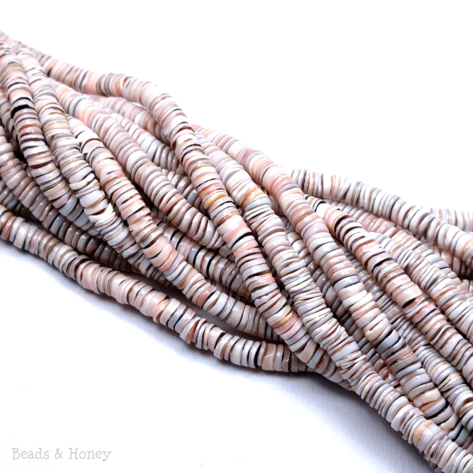 Exotica Luhuanus Shell Heishi 4-5mm (16-Inch or 24-Inch Strand)