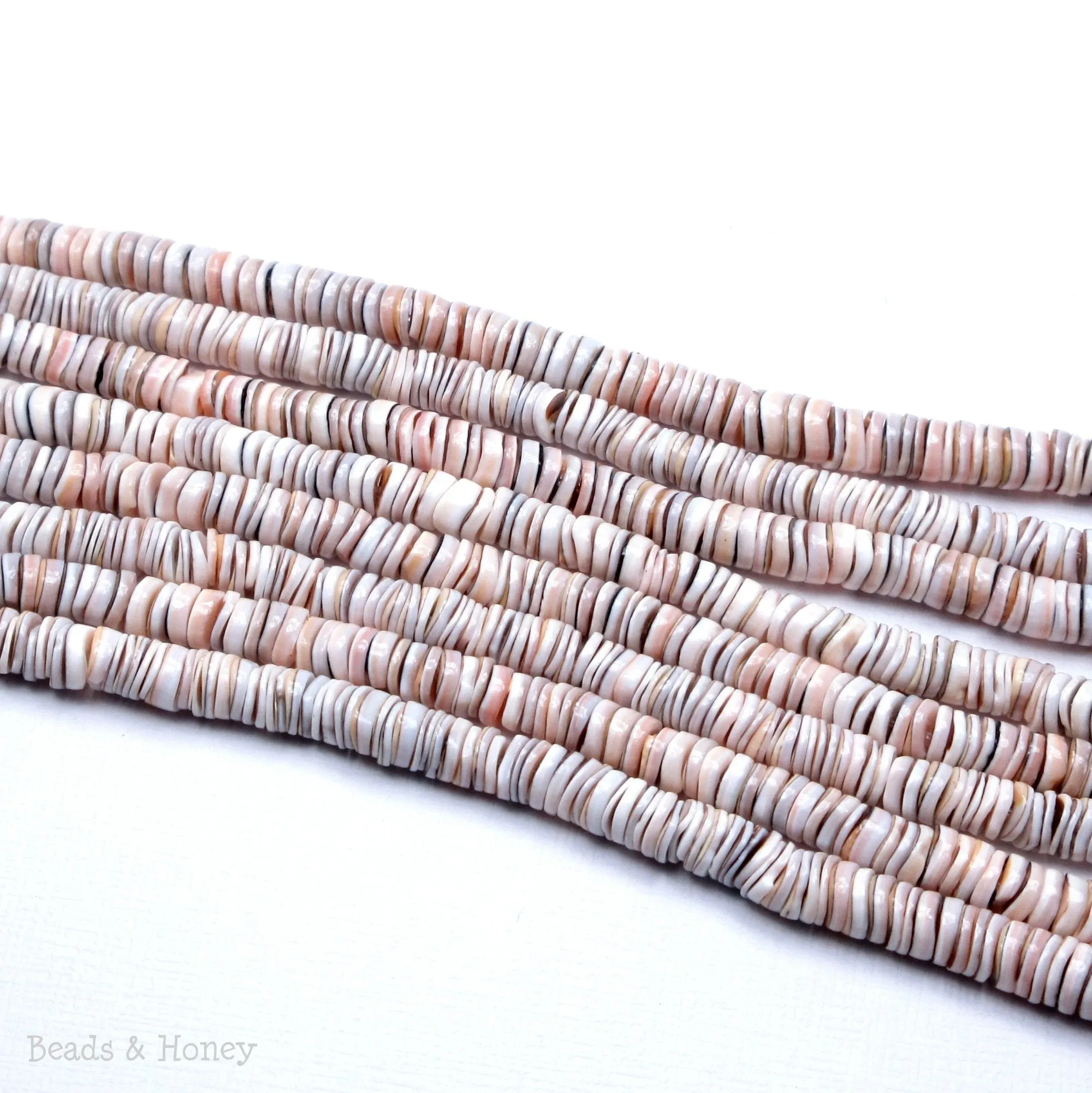 Exotica Luhuanus Shell Heishi 4-5mm (16-Inch or 24-Inch Strand)