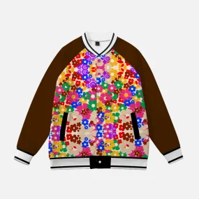 Flower Bomb Unisex Slim Fit Thin Baseball Jacket
