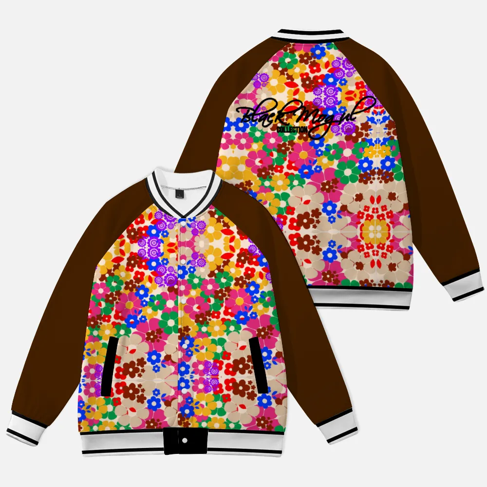 Flower Bomb Unisex Slim Fit Thin Baseball Jacket