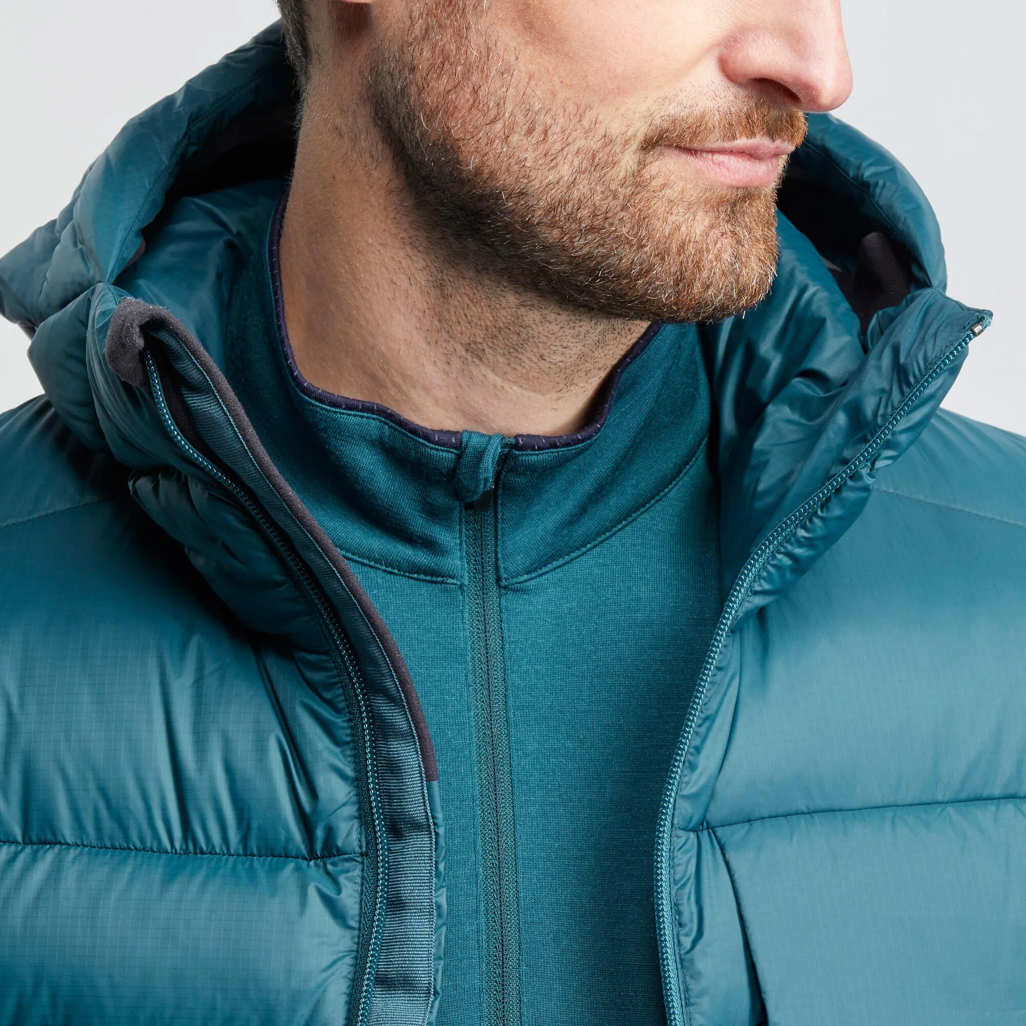 Forclaz Men's mountain and Backpacking padded and hooded jacket - MT500 14F