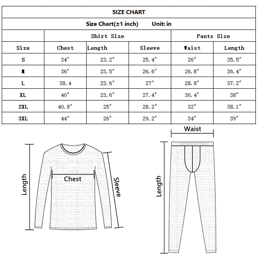HEROBIKER Mens Thermal Underwear Set Skiing Winter Warm Base Layers Tight Long Johns Top & Bottom Set with Fleece Lined Black