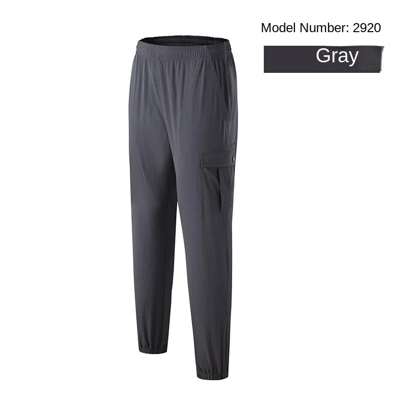 Hzori Sports Pants Men's Spring Outdoor Quick-Dry Pants Loose Woven Elastic Ankle-Tied Fitness Leisure Cargo Trousers