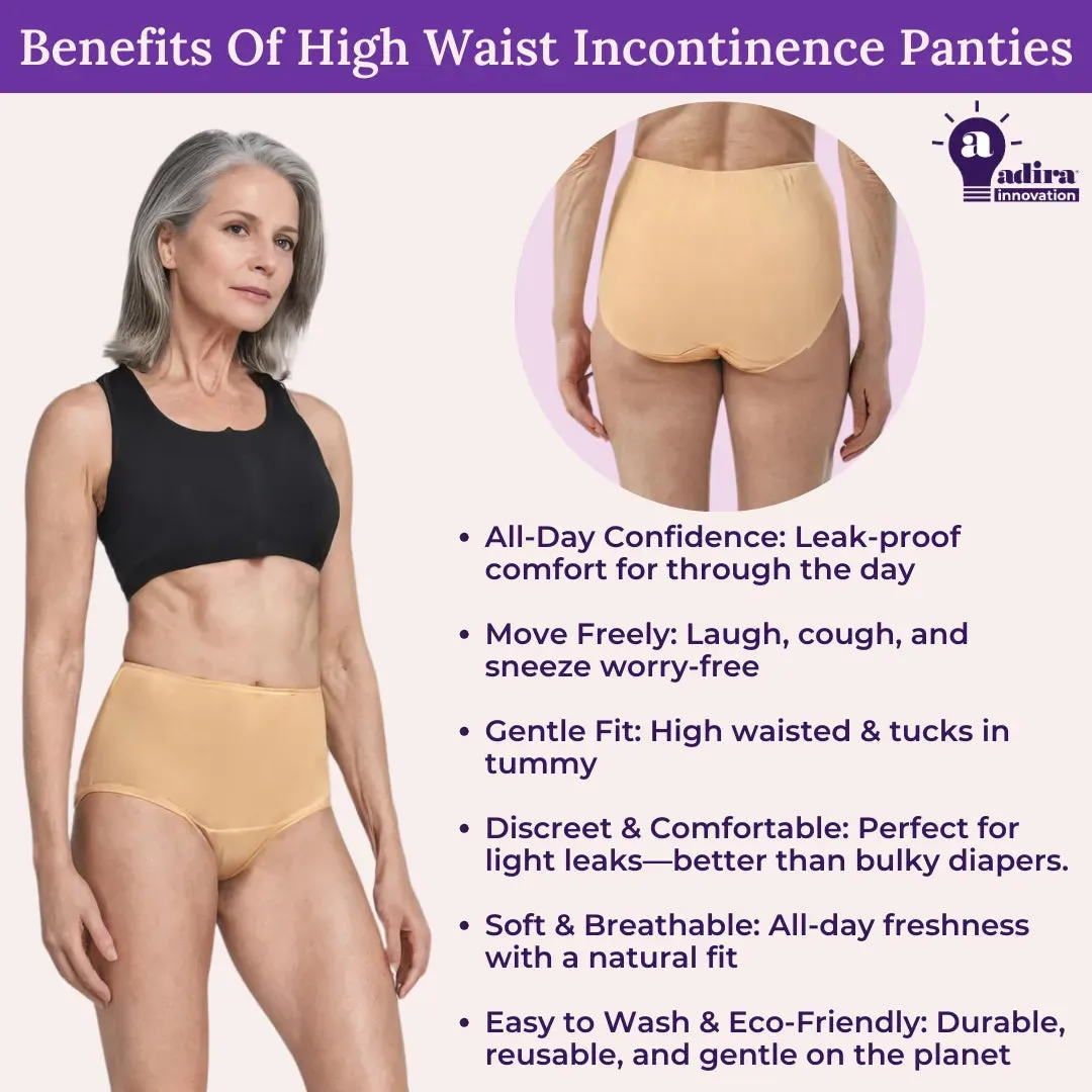 Incontinence Underwear | Leakproof Crotch | High Waist | Absorbs 25ml Of Leaks |  Washable & Reusable | Pack Of 2