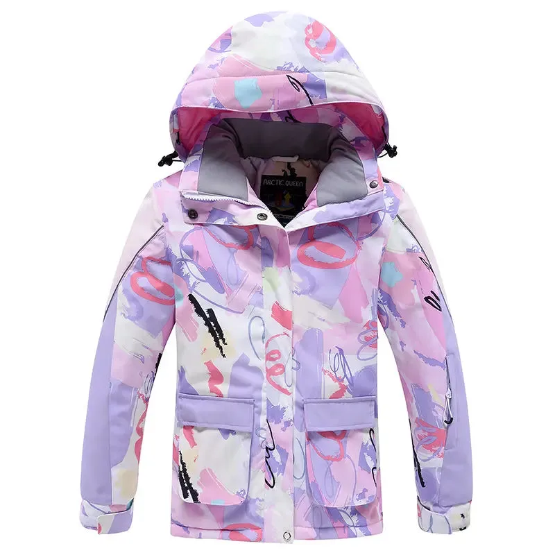 Kids Cartoon Printed Snow Jackets & Bibs Pants Waterproof