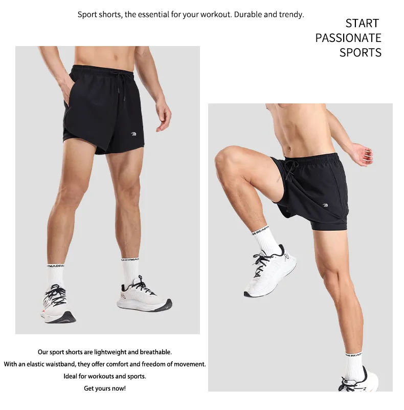 Men's Faux Two-piece Sports Shorts
