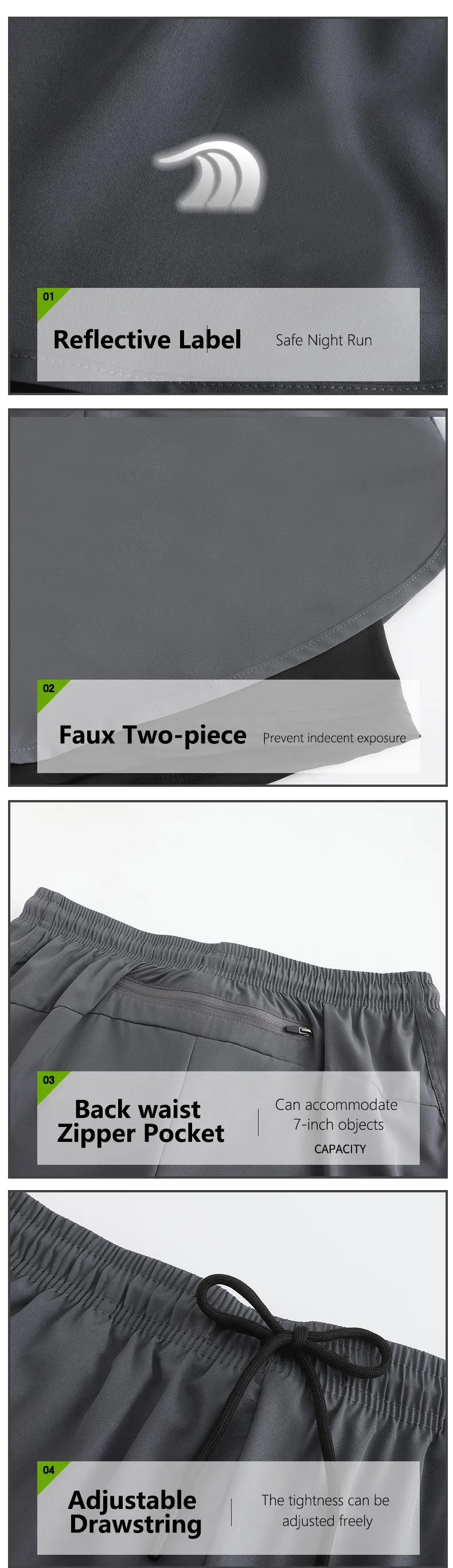 Men's Faux Two-piece Sports Shorts